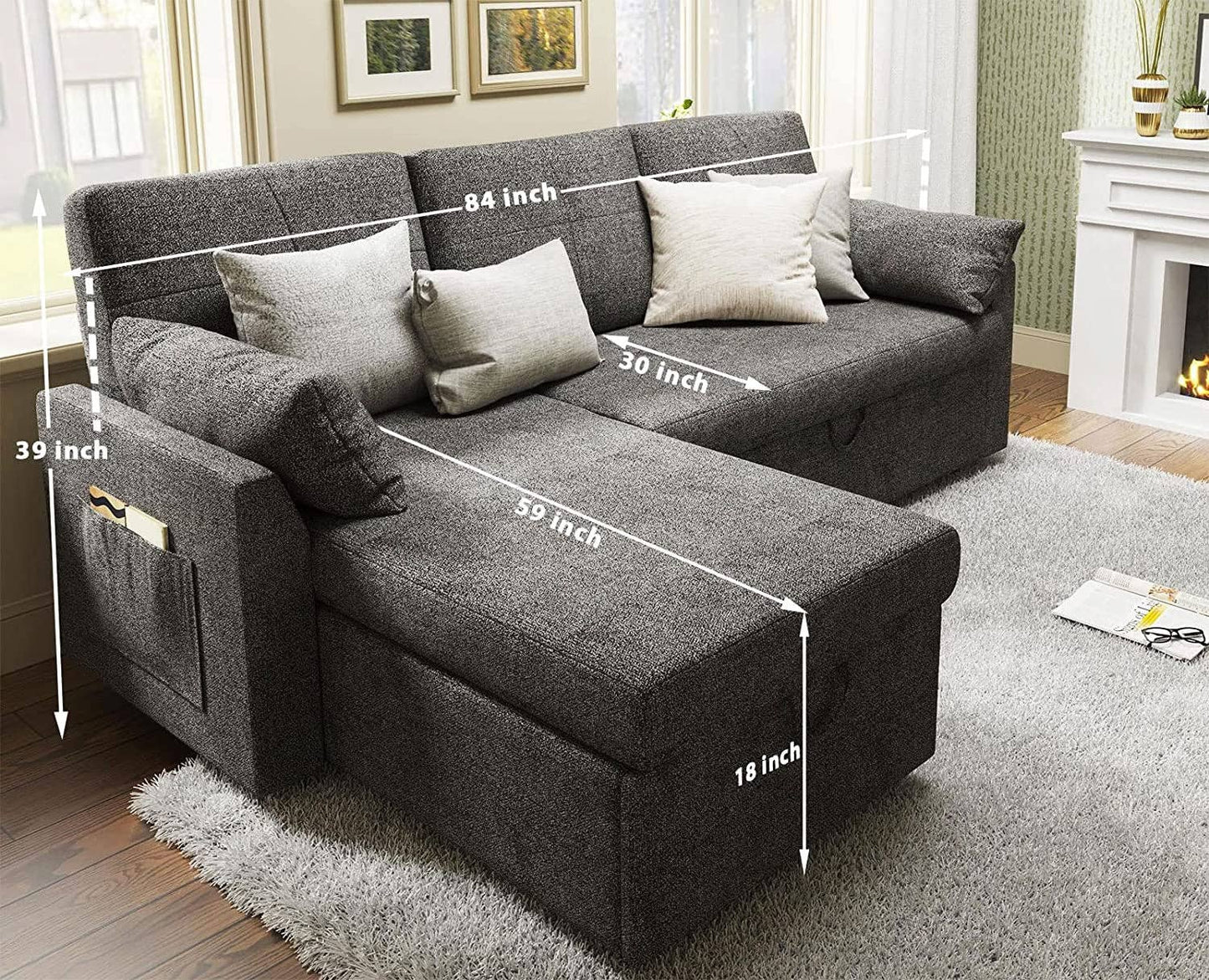 ShipItFurniture - 2-In-1 Sofa Bed with Storage Chaise